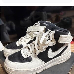 Nike Black and White Air Force Sneakers